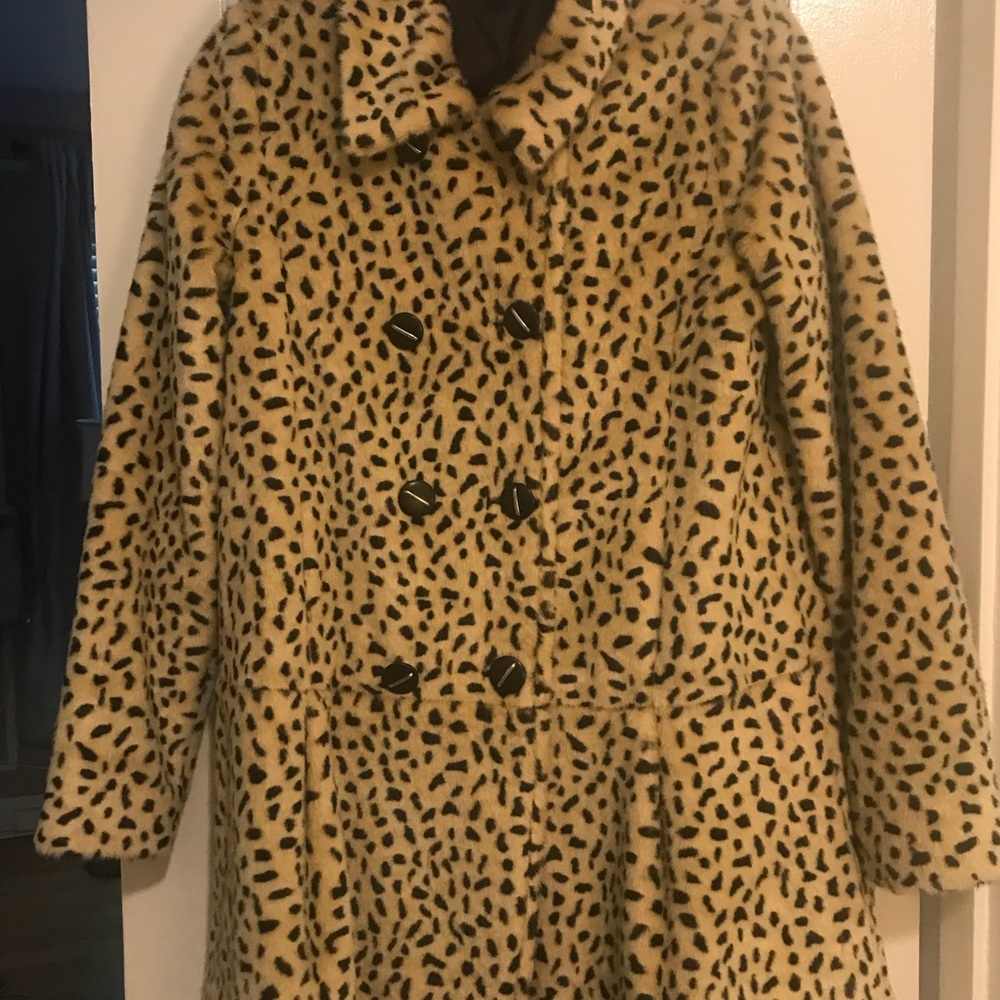 Free People Faux Leopard Swing Coat
